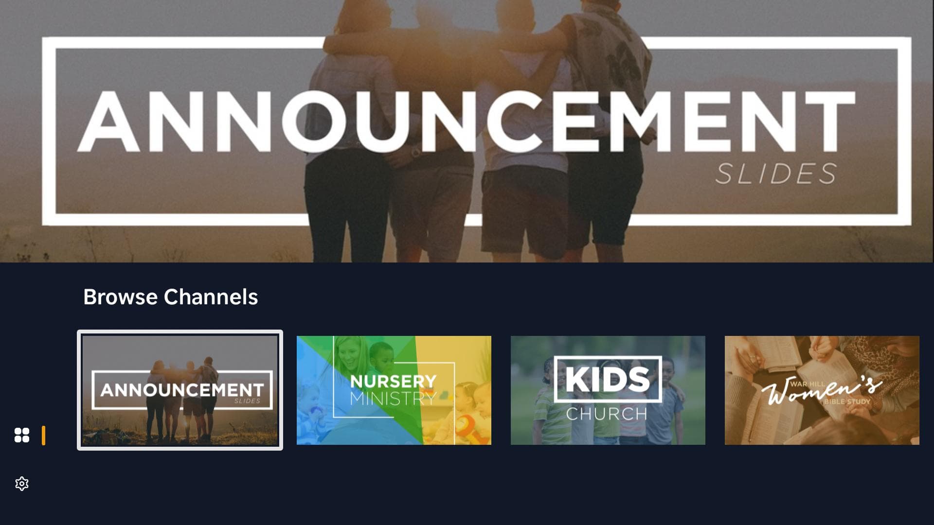 Roomcaster TV app — Browse Channels